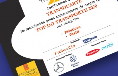 Transduarte recebe certificado Top do Transporte 2020